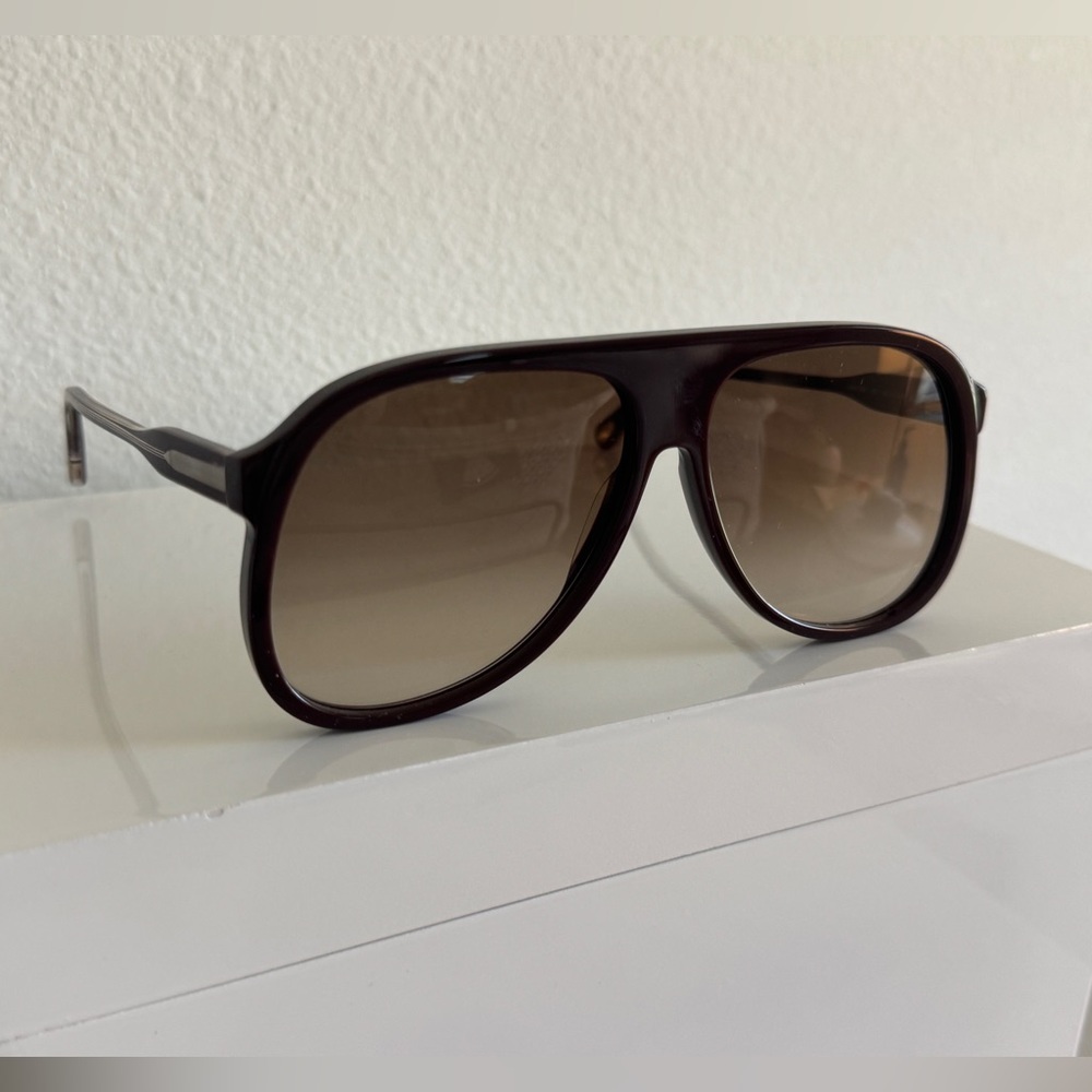 Chloe Dannie Brown Burgundy Gradient Aviator Sunglasses CH0128S NWOT - RARE - Picture 9 of 14
